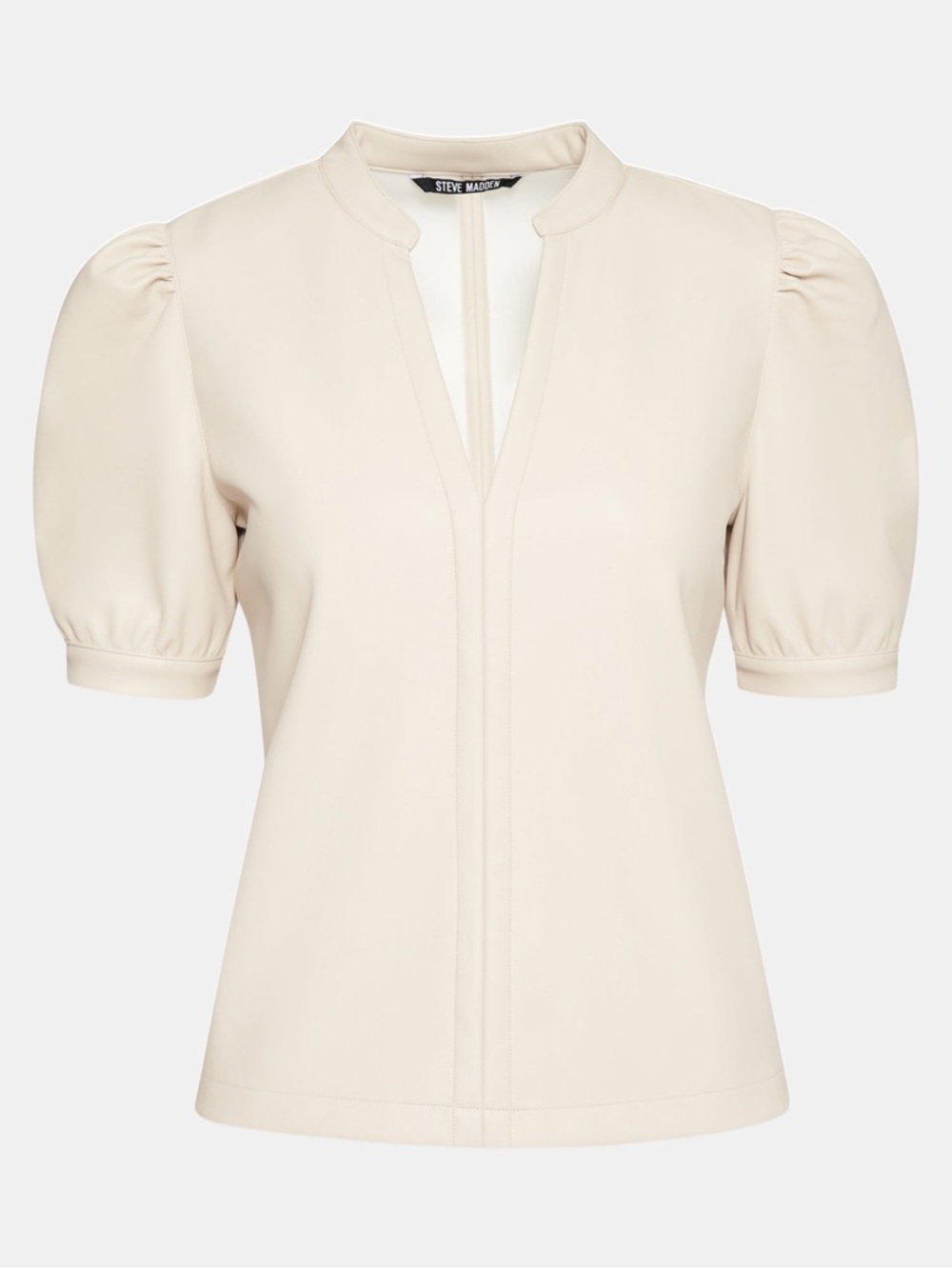 Steve Madden Cream Faux Short Puff-Sleeve Blouse NWOT